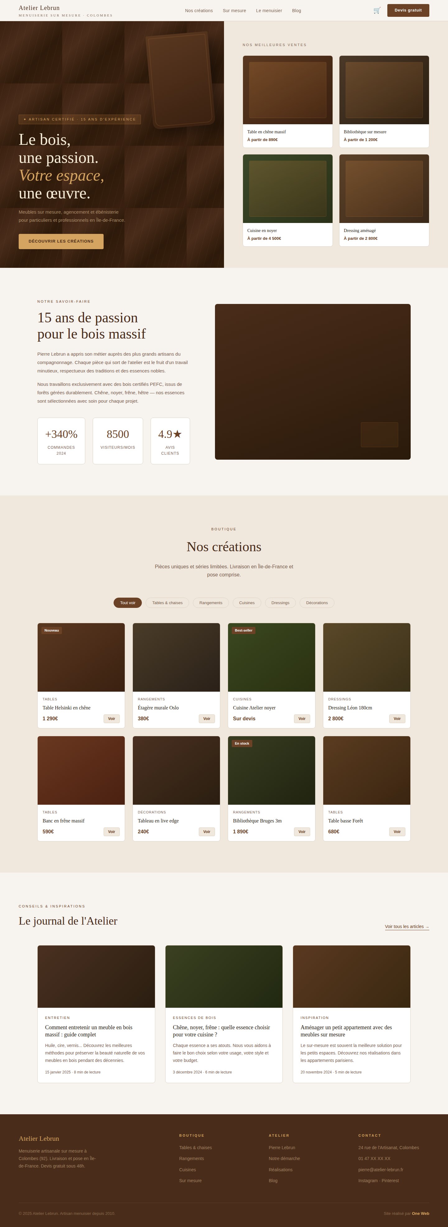 Aperçu du site Atelier Lebrun, projet E-commerce livré pour Atelier Lebrun