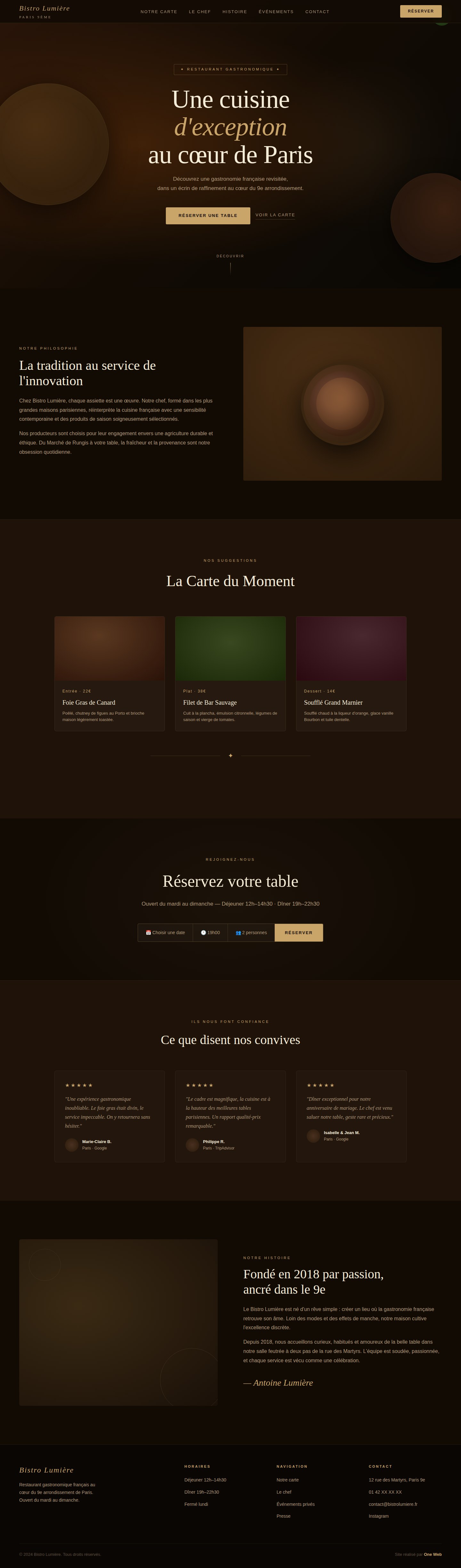 Aperçu du site Bistro Lumière, projet Restaurant livré pour Bistro Lumière
