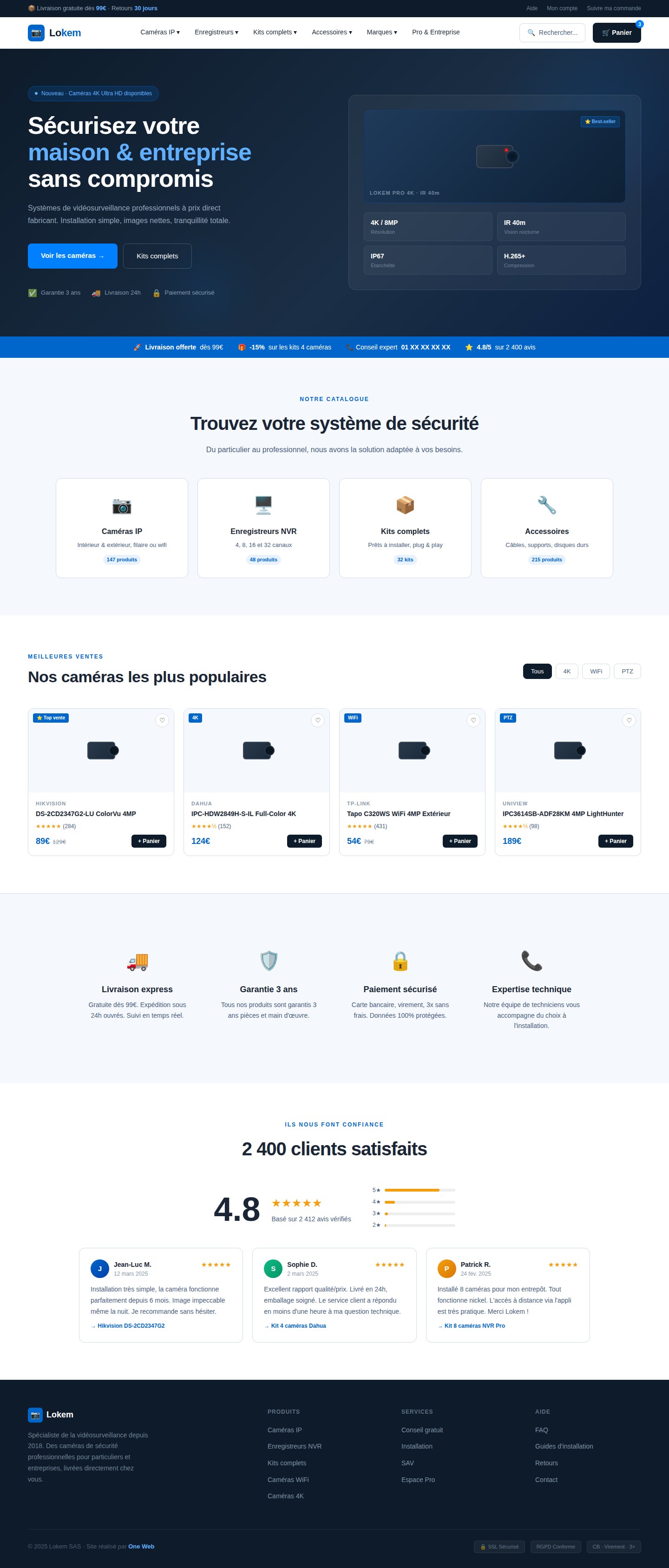Aperçu du site Lokem, projet E-commerce livré pour Lokem