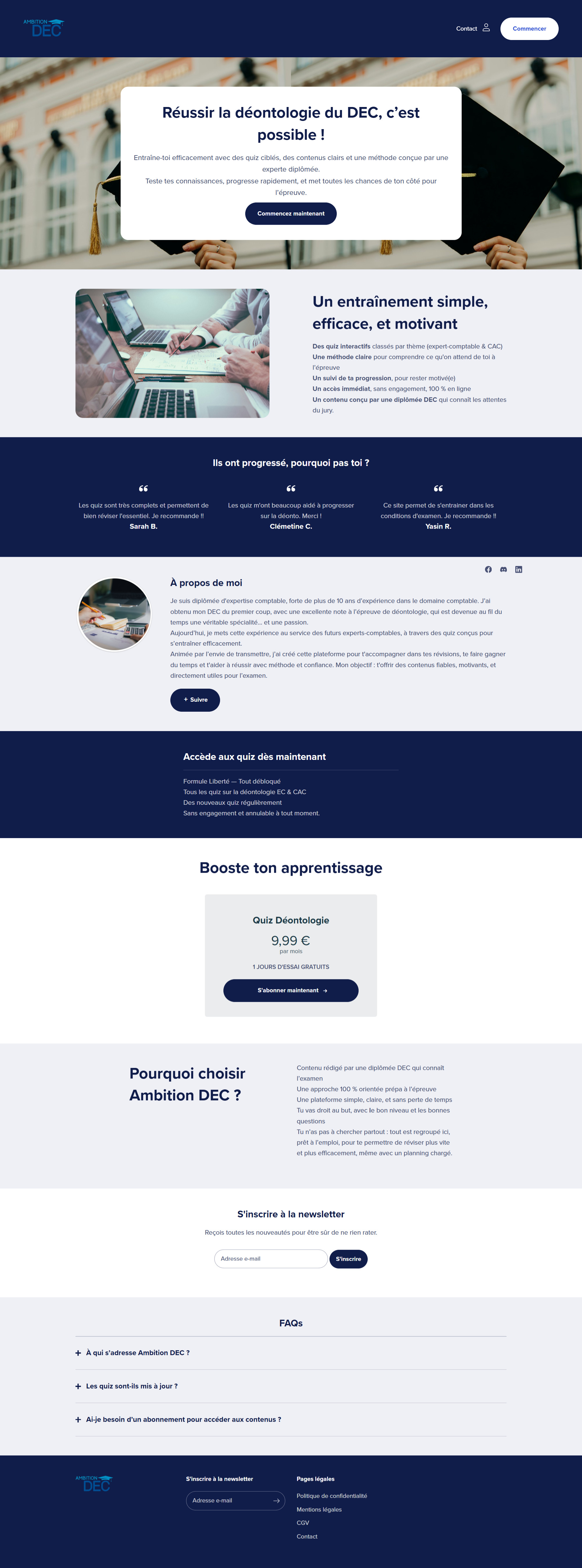 Aperçu du site Ambition Dec, projet Coaching livré pour Ambition Dec